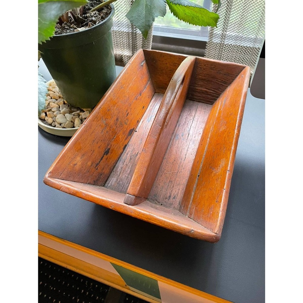 Hand carved antique 19th c. Wooden cutlery tray